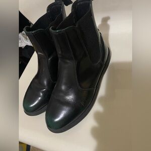 Women’s Dr. Martens Black Leather Boots with green